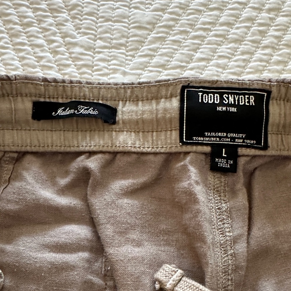 Todd Snyder Men's Taupe Linen Pants - Picture 3 of 5